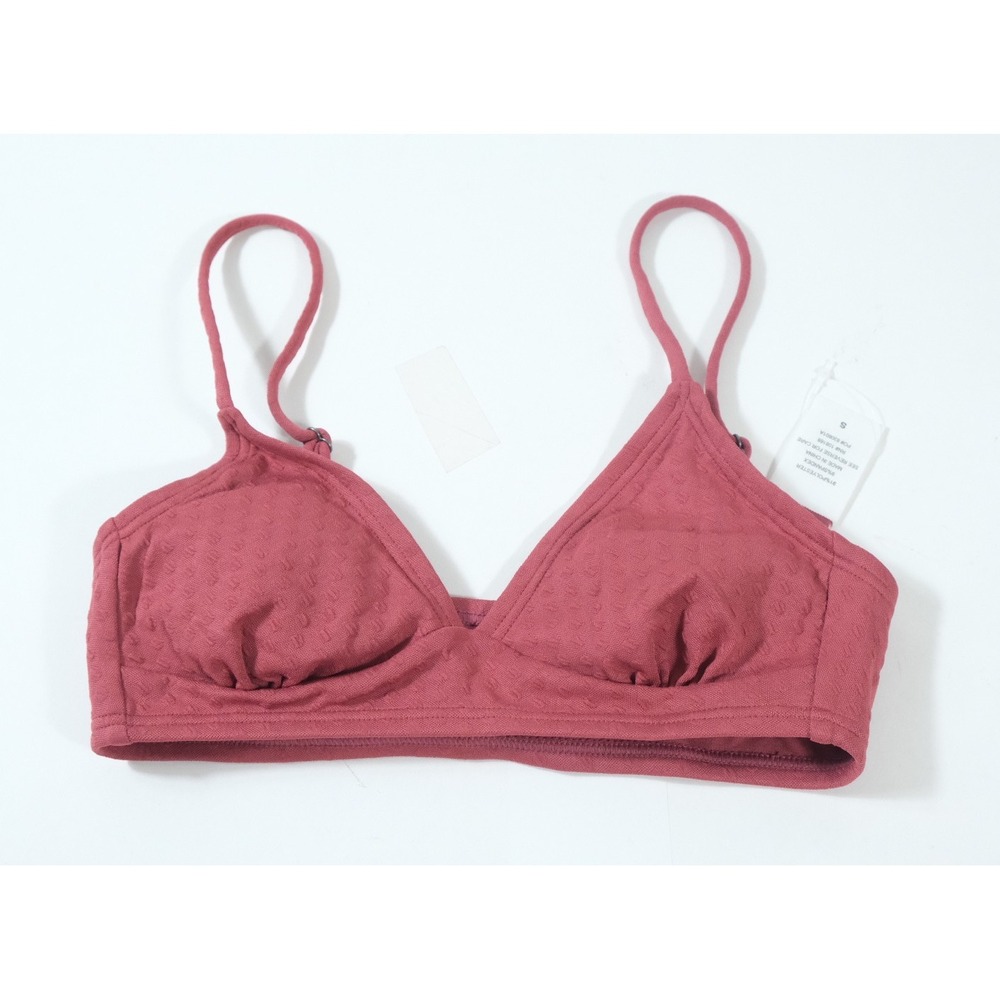 Full Tilt Bikini Top Womens Size S Rose Pink Triangle Textured Adjustable Straps